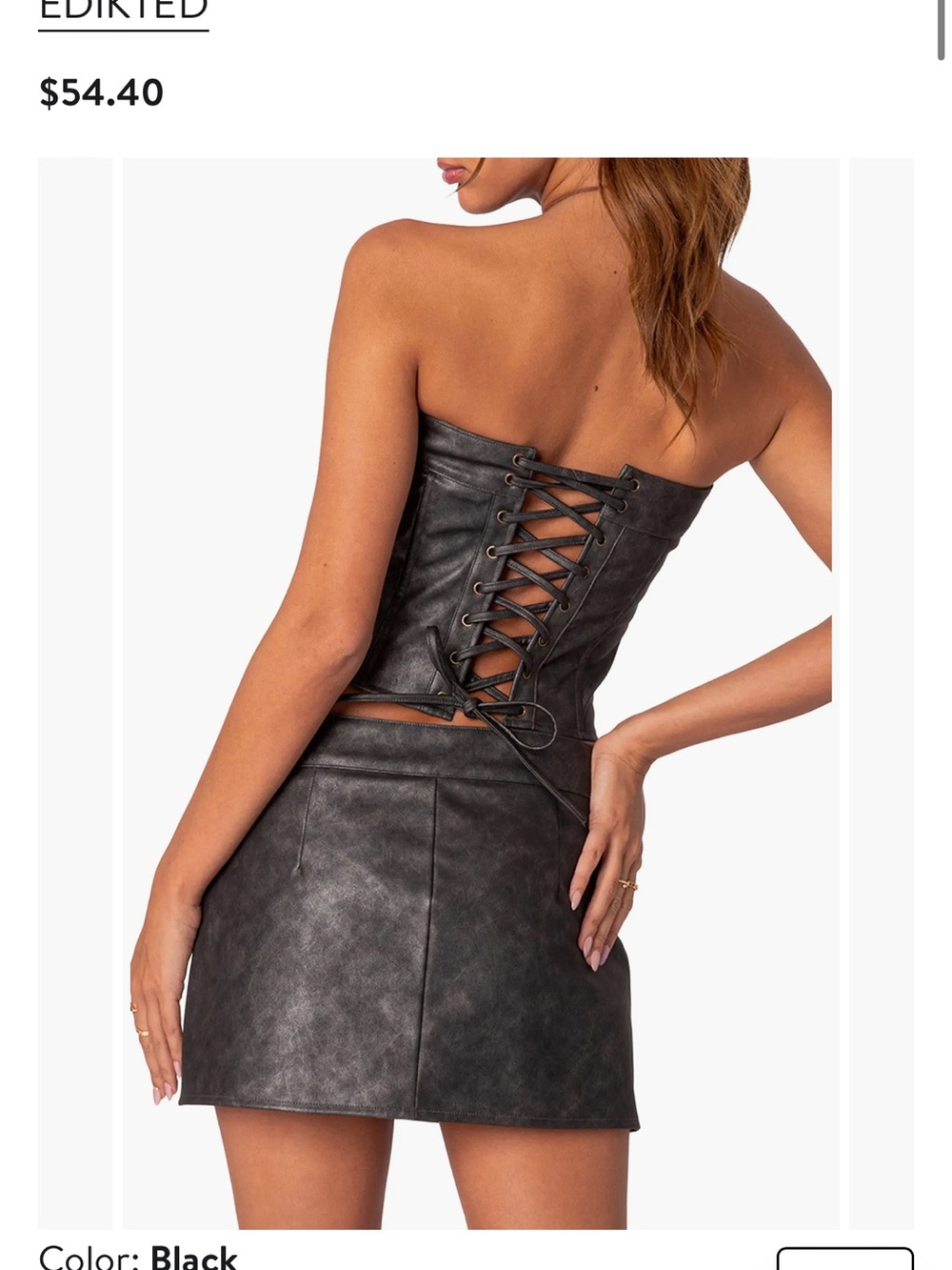 Edikted Black Faux Leather Lace-Up Mini Skirt